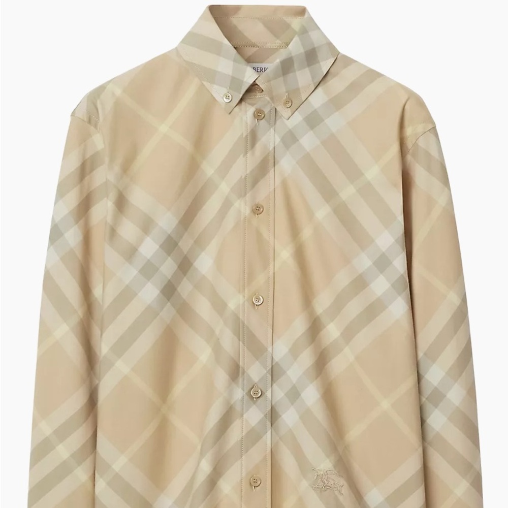 Italian cotton plaid button-down shirt
